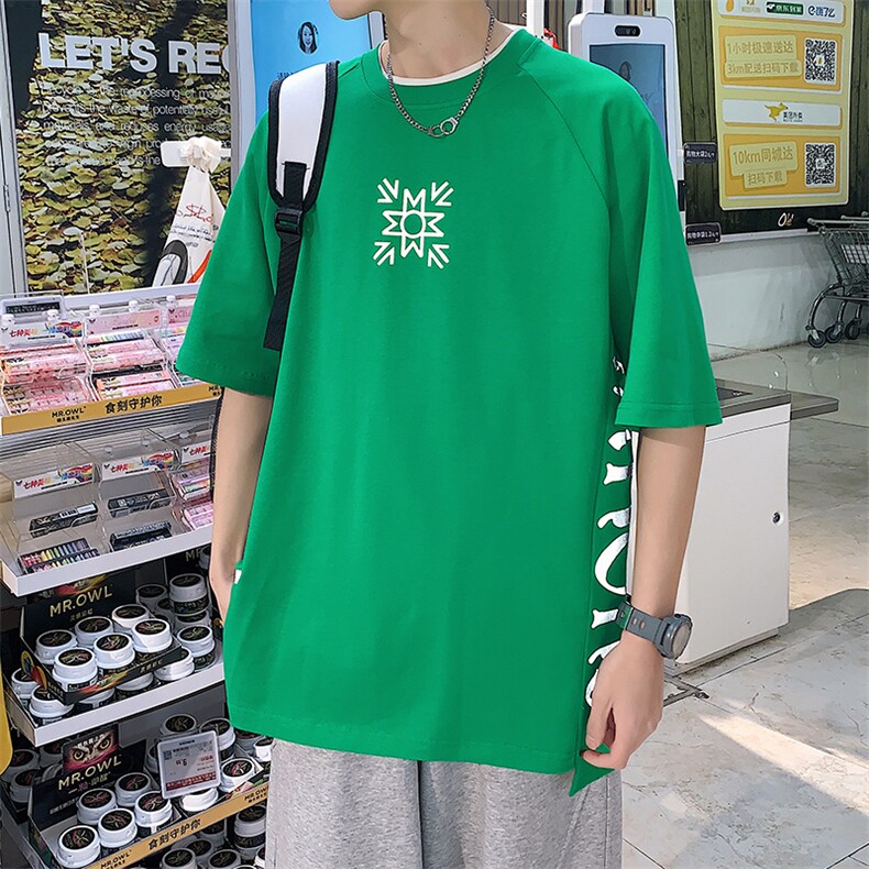 夏装港风纯棉立体T恤圆领创意印花短袖男女同款 1577-P38 控价58图片