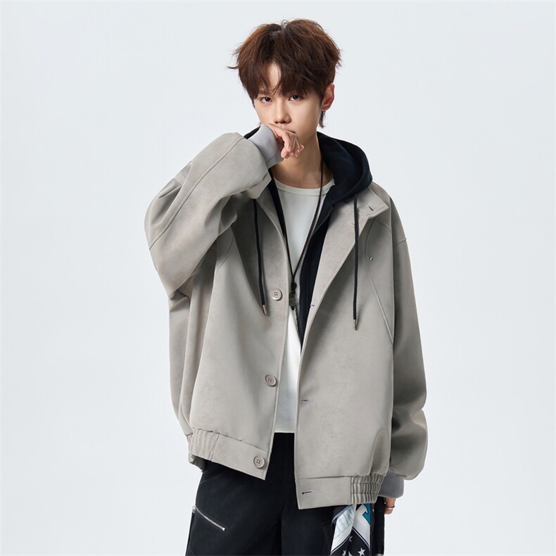 简约百搭宽松夹克男2026春季新款休闲潮流外套XZ309JK8001P98,男装夹克,星座309（原A406）