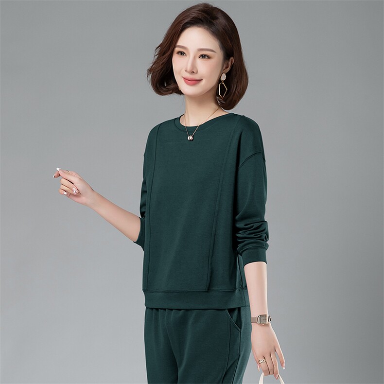 时尚百搭宽松显瘦长袖卫衣套装女春秋季新款休闲运动服两件套,女装卫衣/绒衫,阿丹
