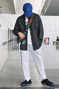 20秋季长袖条纹衬衫 宽松休闲条纹衬衫 男款舒适纯棉衬衫D200P35图片