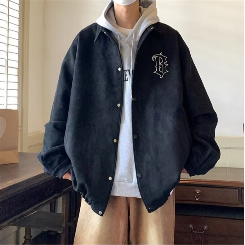 麂皮绒夹克男春秋季设计感小众刺绣美式复古潮牌情侣装外套,男装夹克,星座1210-1