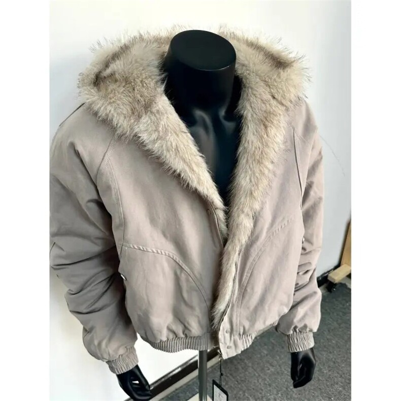 现货高品质美式高街冬季重磅硬挺短款座山雕毛领棉衣男女加厚外套，男装棉衣，电商A486