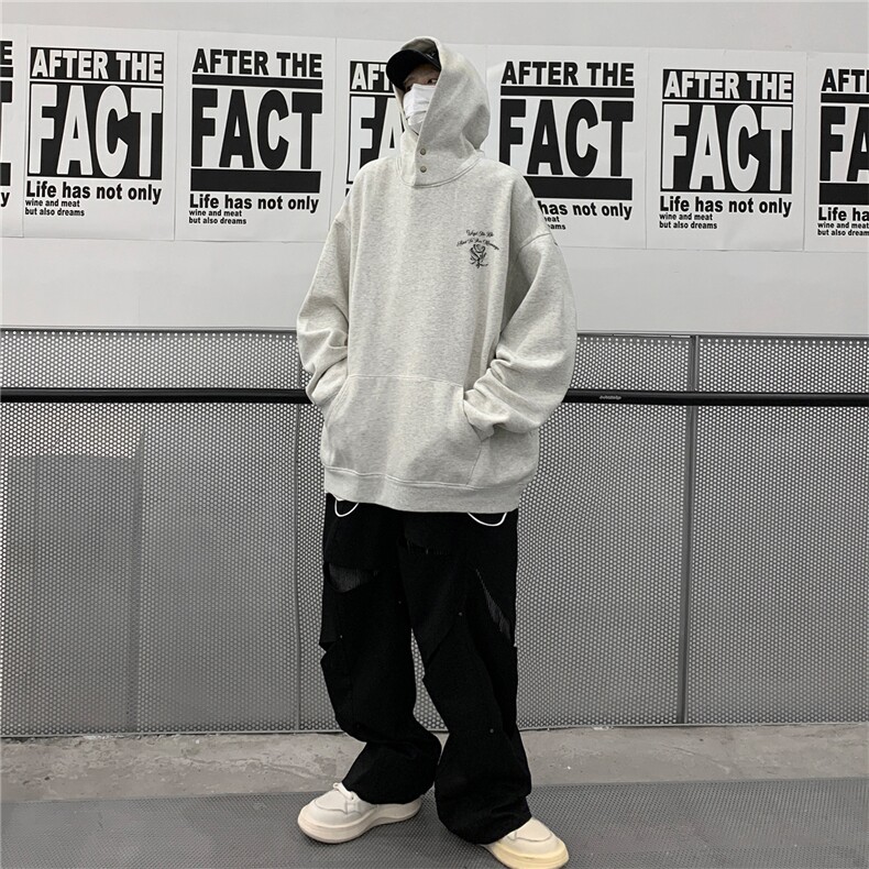 供抖音丶重磅高品棉350克排扣连帽玫瑰花卫衣LW6126-特p58控78,男装卫衣,星座508（原C305）