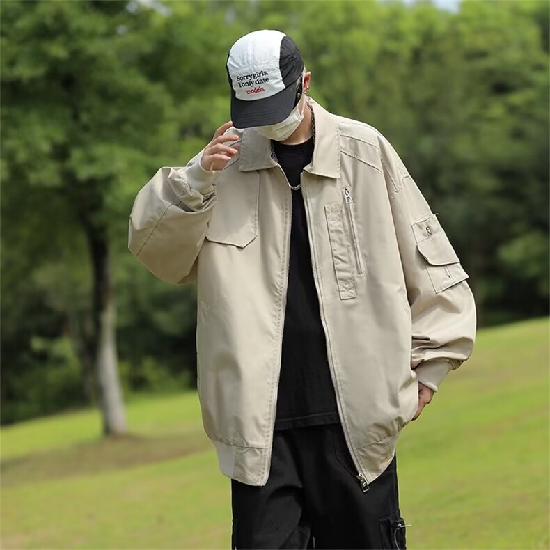 冲锋衣秋季新款休闲时尚日系外套男生宽松直筒工装夹克男 JK642图片