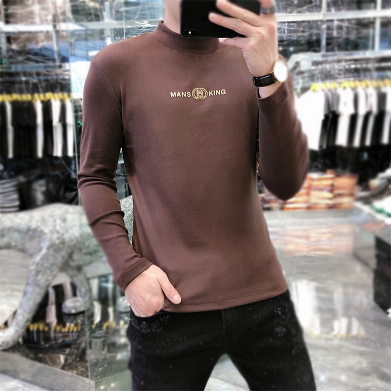 22新款秋冬潮牌男简欧大码圆领双面德绒打底衫长袖A-801-P53,男装T恤,电商A227B（原钱塘4066-1）