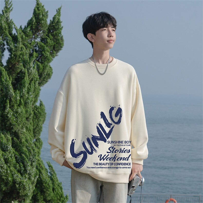 抖音品质秋季新款美式潮流仿棉圆领卫衣wycm4023-特批28控49,男装卫衣,星座605(原A050)