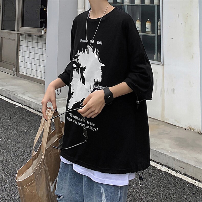 字母印花中性风半袖短袖T恤男女情侣宽松休闲圆领K72P30,男装T恤,电商A102B