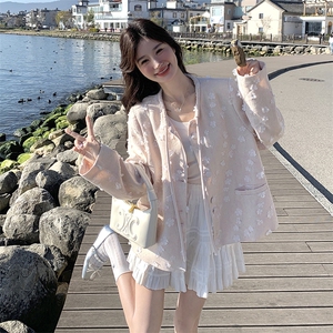 粉色花朵新中式国风棒球服女春设计感国风新款奶乎乎爆款减龄外套图片