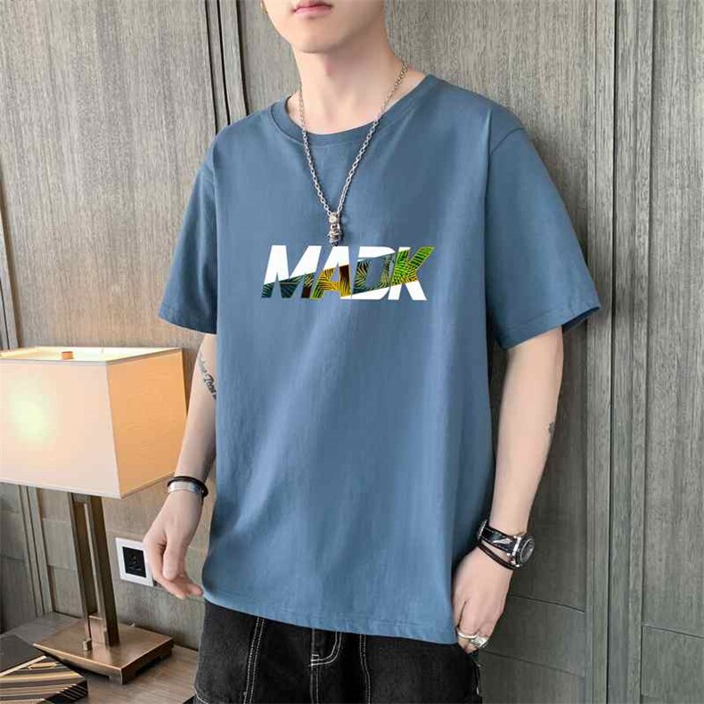 2026夏季新款薄款潮流字母印花圆领短袖T恤大码1210-2-DT171-P10,男装T恤,星座1816-2（原1210–2）