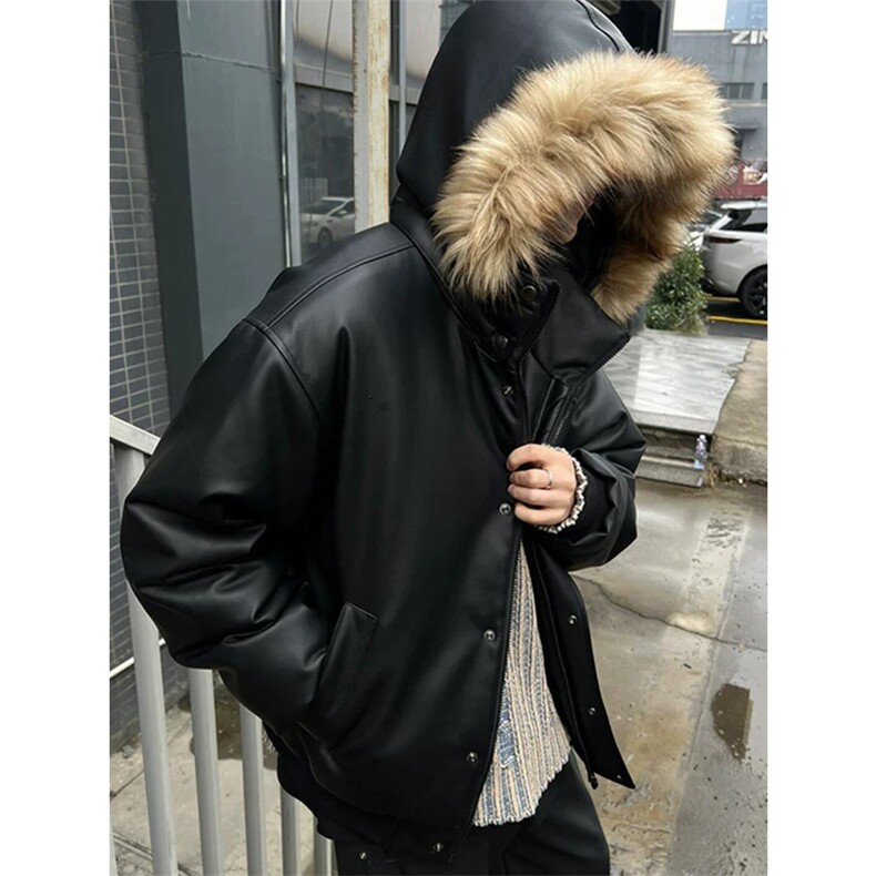网图有货 复古百搭保暖可脱卸毛领皮棉衣夹克外套男 A145-P115图片
