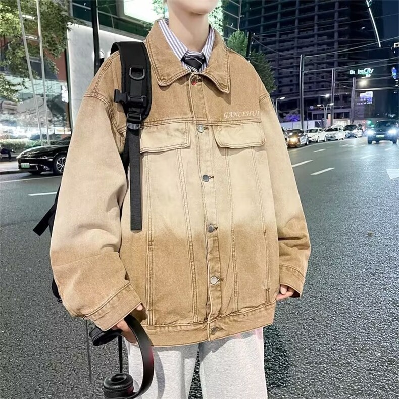 美式复古情侣牛仔外套春秋季新款潮牌渐变上衣外套J1170P68,男装夹克,星座1116-2