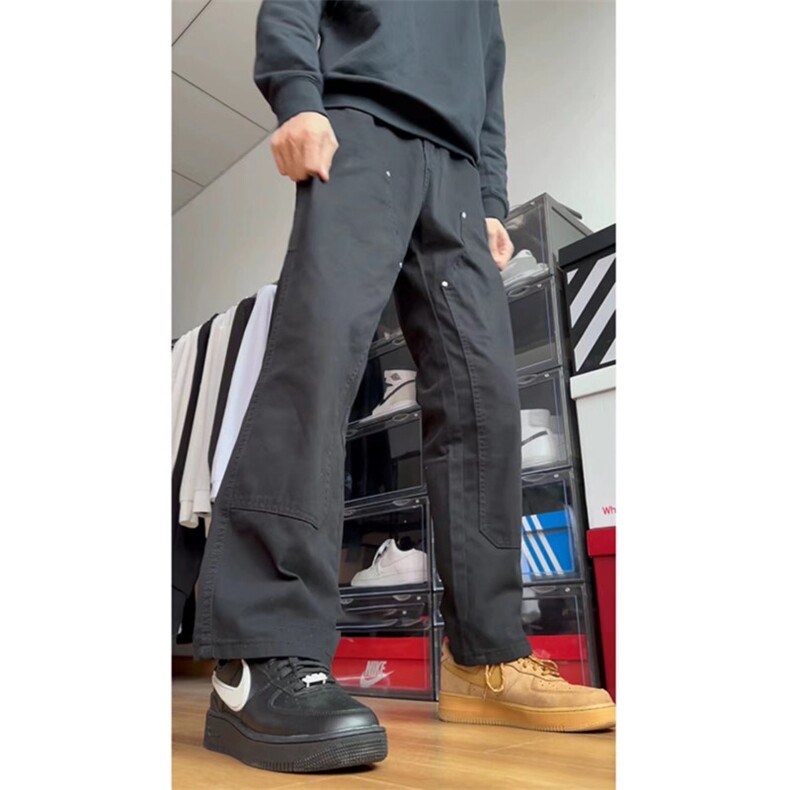 军绿色工装美式伐木裤男高街宽松直筒休闲裤cleanfit裤子GJ301P45图片