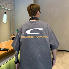 量大优供抖音视频支持得物配合二开美式满天星亮片短袖T恤MTX323，男装T恤，电商A486
