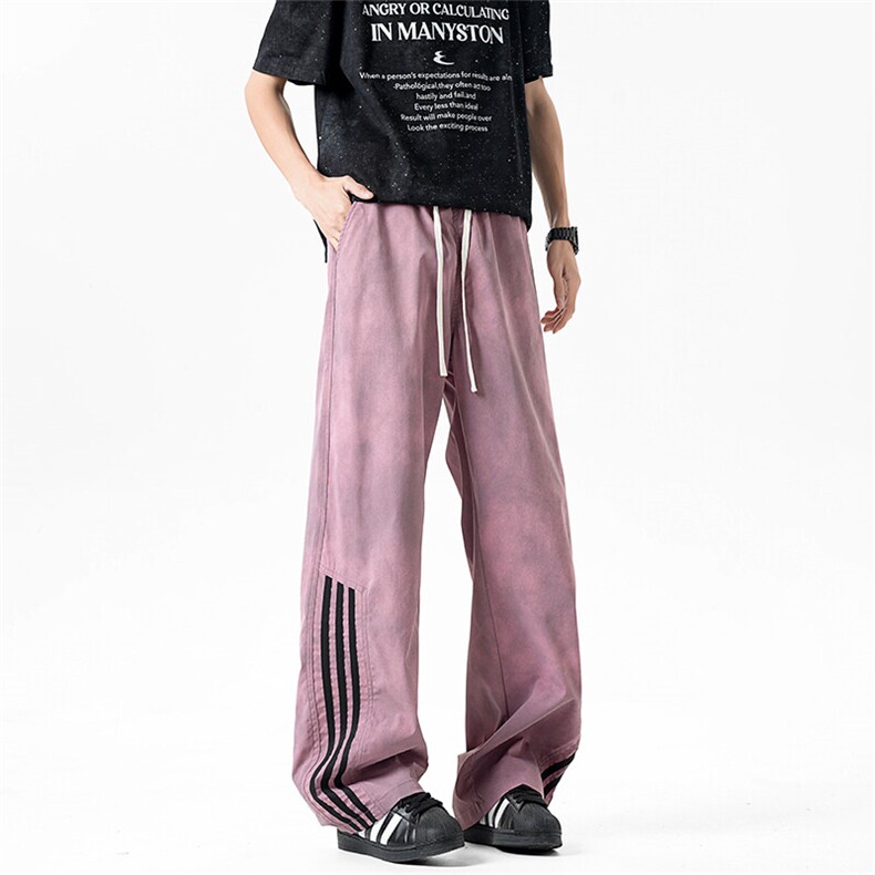 休闲裤男夏季新款港风宽松扎染工装阔腿长裤CK8203-P45，男装休闲裤，星座214-3