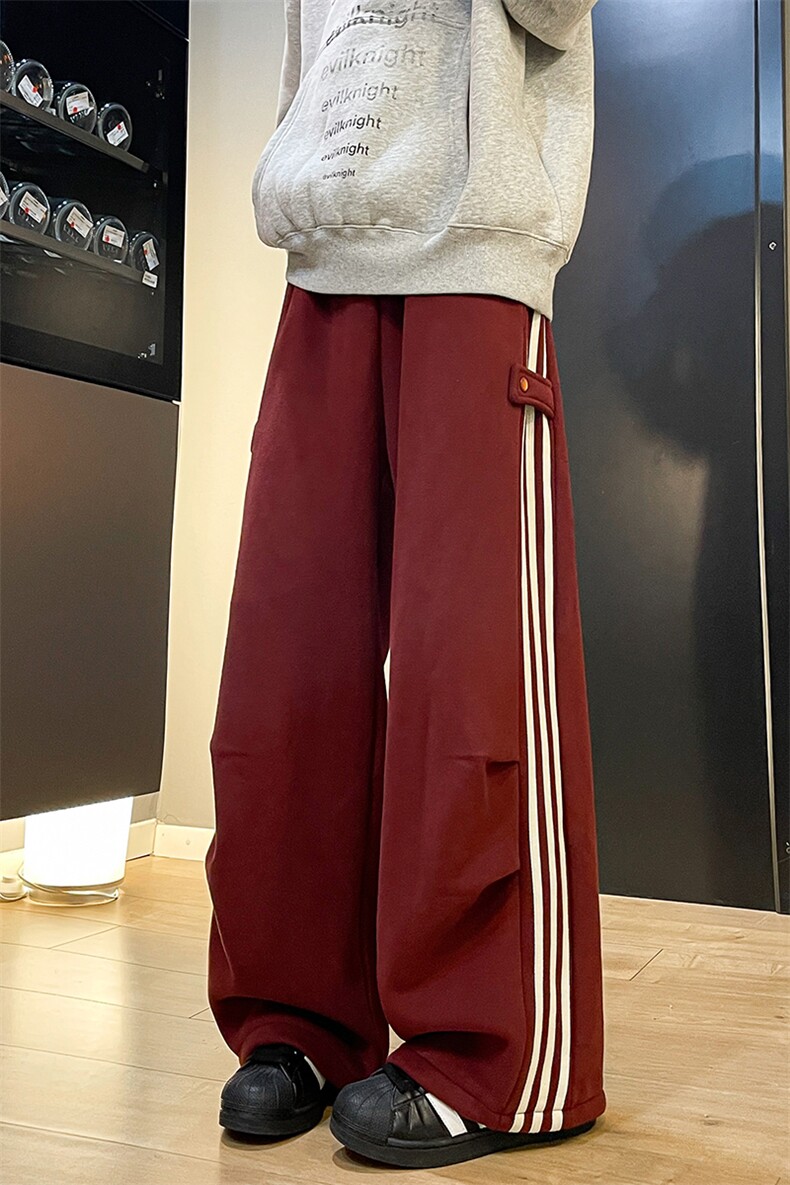 8XL-M奥粒绒加绒休闲裤男三条杠条纹运动裤宽松卫裤K9121P58控78,男装休闲裤,电商D206-1