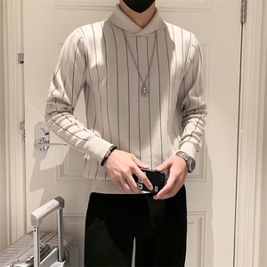 半高领毛衣男秋冬季修身潮流长袖针织打底衫高级感纯色毛线衣S539图片