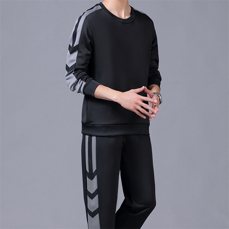 卫衣男衣服纯色连帽长袖运动套装男士春装宽松上衣套头外套三家套,男装休闲套装,电商B212（原钱塘6029）