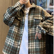 F423P58毛呢格子外套男士2024新款春秋季美式潮牌青，女装短外套，星座512-6