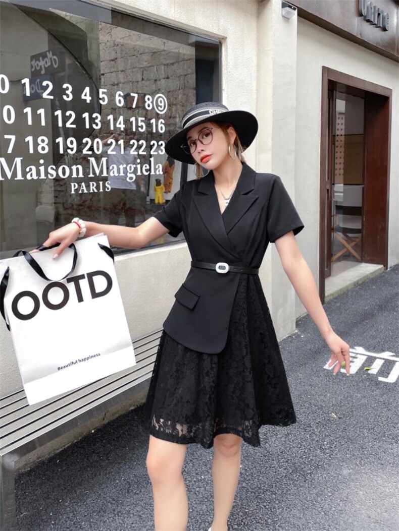 蕾丝拼接气质款连衣裙，女装连衣裙，婧怡之恋