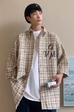 1港风小香风七分袖衬衫男大码中性风情侣潮衬衫QCS7019P45控69，男装衬衫，星座226-2