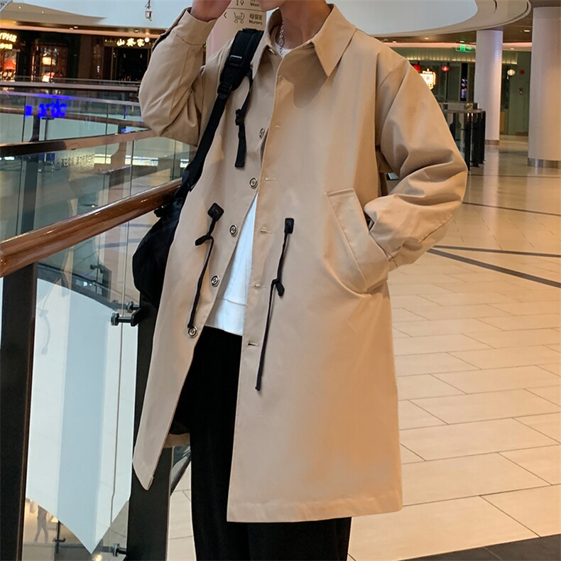 得物长年大货风衣男中长款呢大衣男F579款P105港风D图片