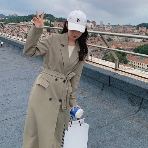 西装风衣外套女长款春秋2025年新款高级设计感小众西服高个子大衣,女装风衣,菡迪欧娜