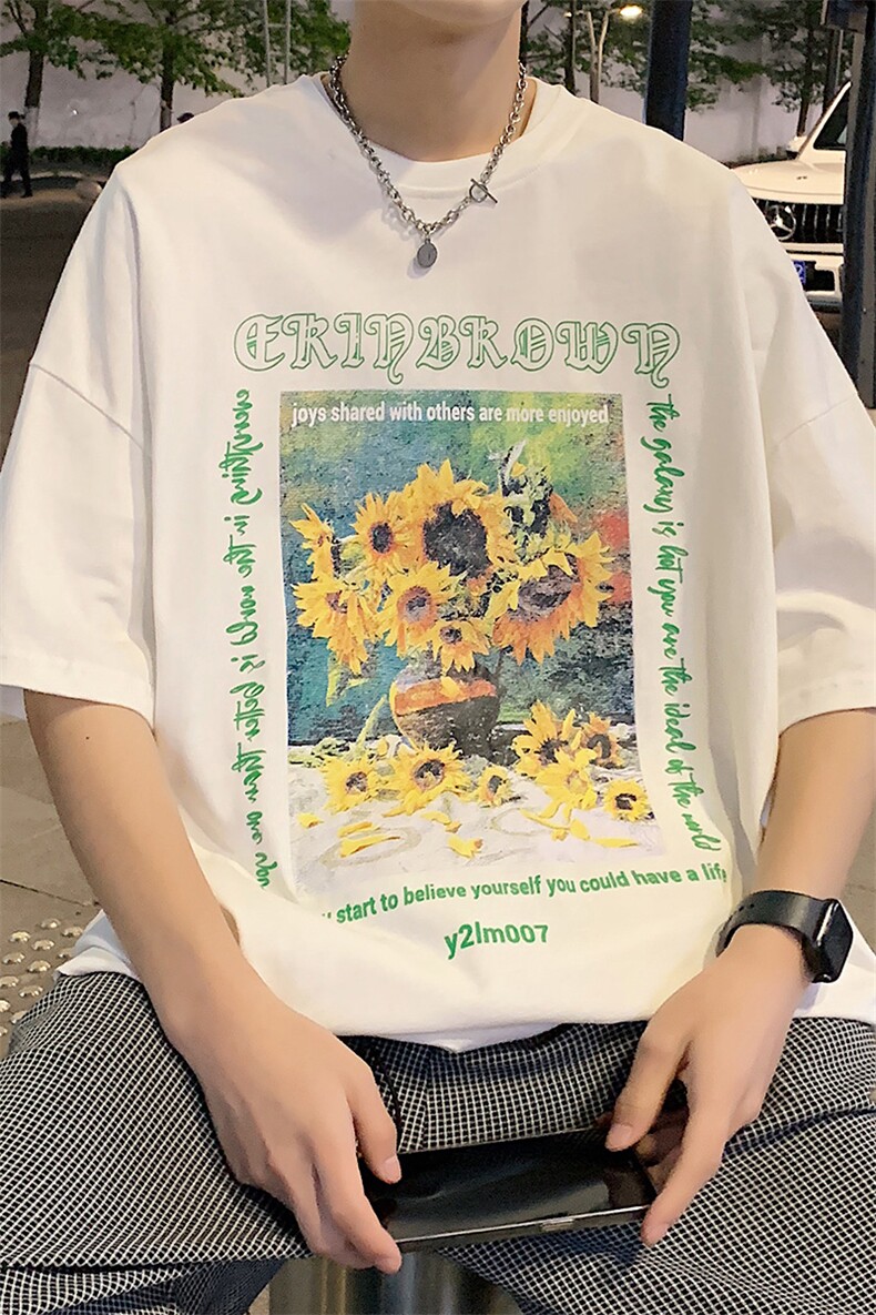 1港风休闲运动情侣大码中性潮短袖T恤男DT7707P25控38,男装T恤,星座226-2