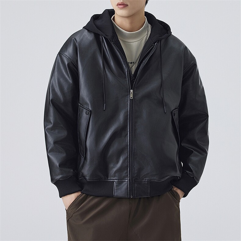 棉衣男宽松连帽加厚皮衣棉袄DSA157B-M8861-TP100图片