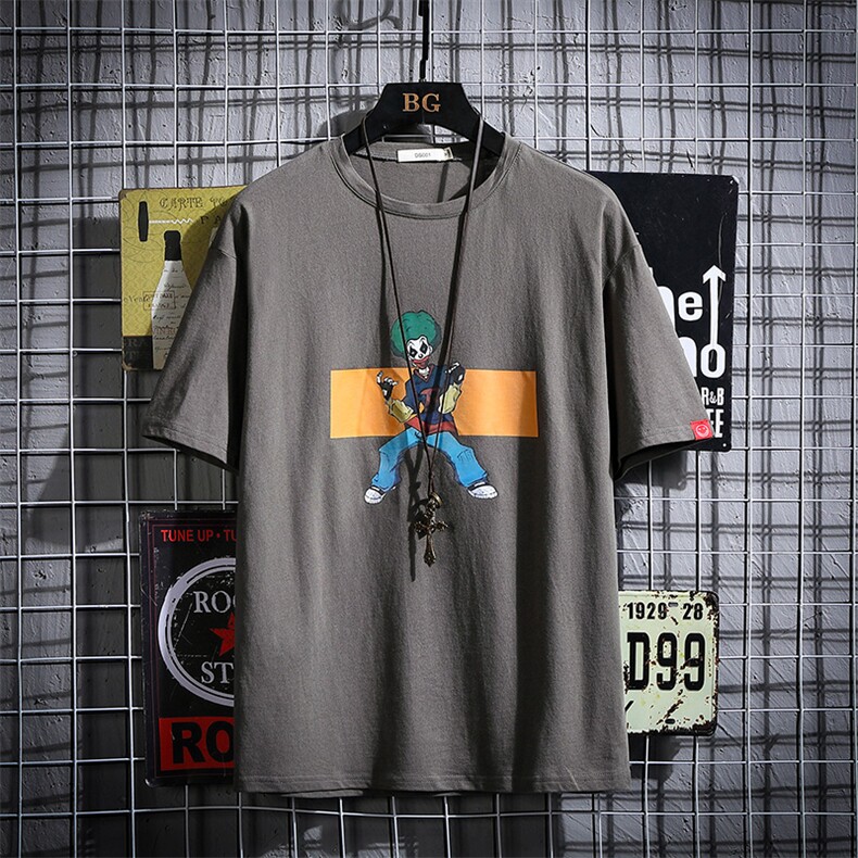 2021夏季新网格风日系大码男已注册卡通印花短袖T恤T1054-P25,男装T恤,电商A001