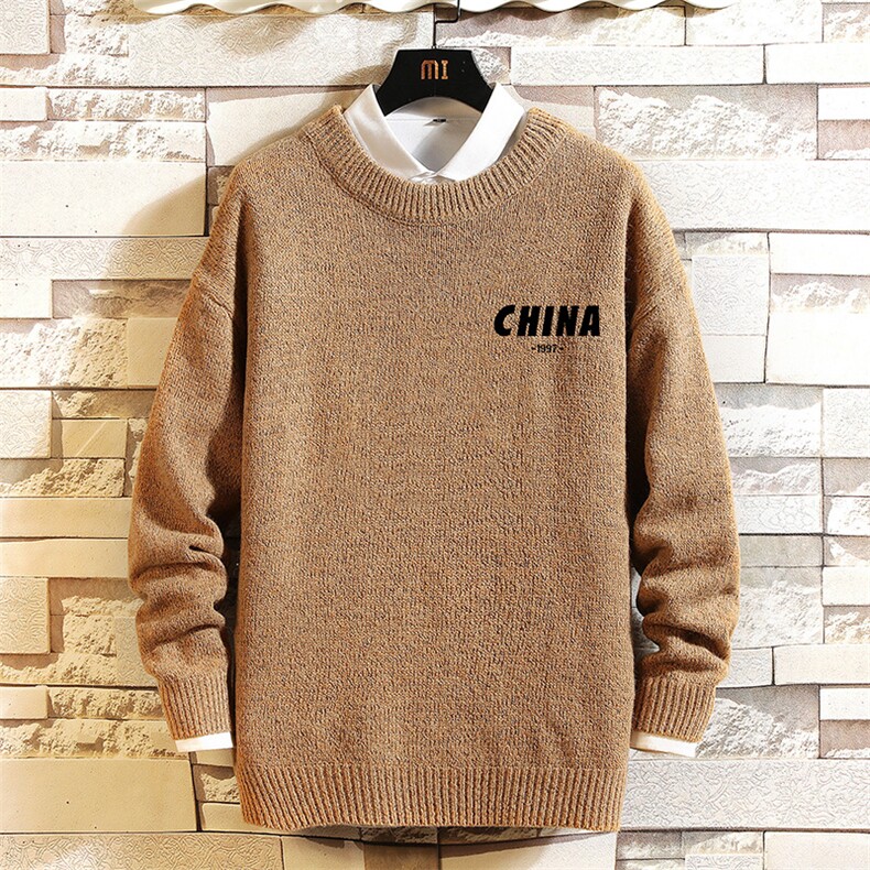 加厚加绒毛衣男大码毛线衣男针织衫M19248-P45加绒款-P65砖墙,男装针织衫/毛衣,电商A040A