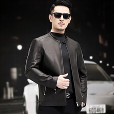 WL1825-1秋冬新款男士山羊皮夹克皮衣男韩版机车男装P780，男装皮衣，电商B360