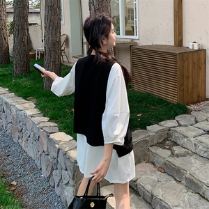 新中式黑色流苏马甲套装女2024春秋季新款显瘦灯笼袖短裙两件套图片