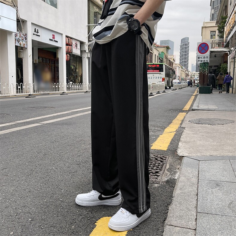 基地-K404-P45春季休闲裤男士西裤大码阔腿裤垂感直筒裤子宽松潮图片