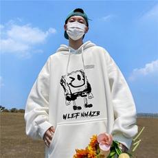 ！秋季重磅宽松大码港风海绵宝宝印花连帽卫衣LW114-特p35，男装卫衣，星座508（原C305）