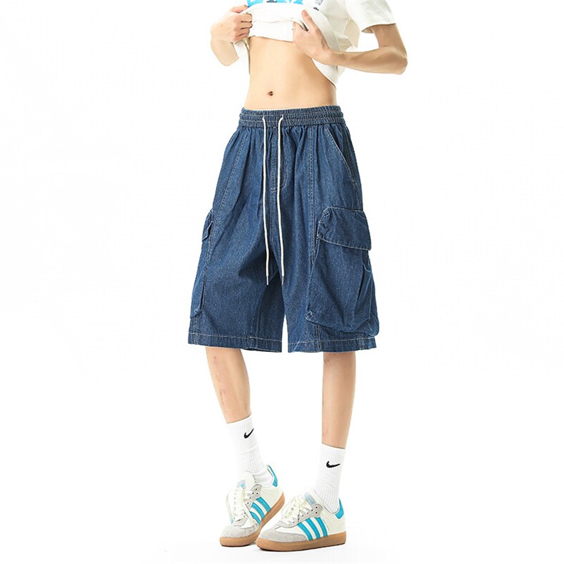 纯色原牛丹宁水洗牛仔裤短裤五分裤A014-DY25280-P55控78,男装牛仔裤,电商A014