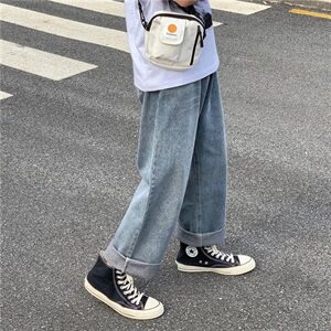 910A-N3312秋装基础款纯色牛仔裤韩版宽松休闲情侣长裤男图片