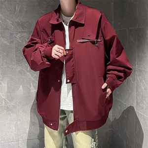 翻领外套男士春秋新款宽松潮牌防风防水户外休闲工装夹克男 JW78图片