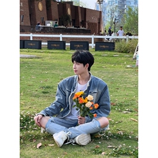 痞帅小众设计感毛边牛仔外套男水洗渐变复古宽松夹克JK8330，男装夹克，星座1116A（原606A-3）