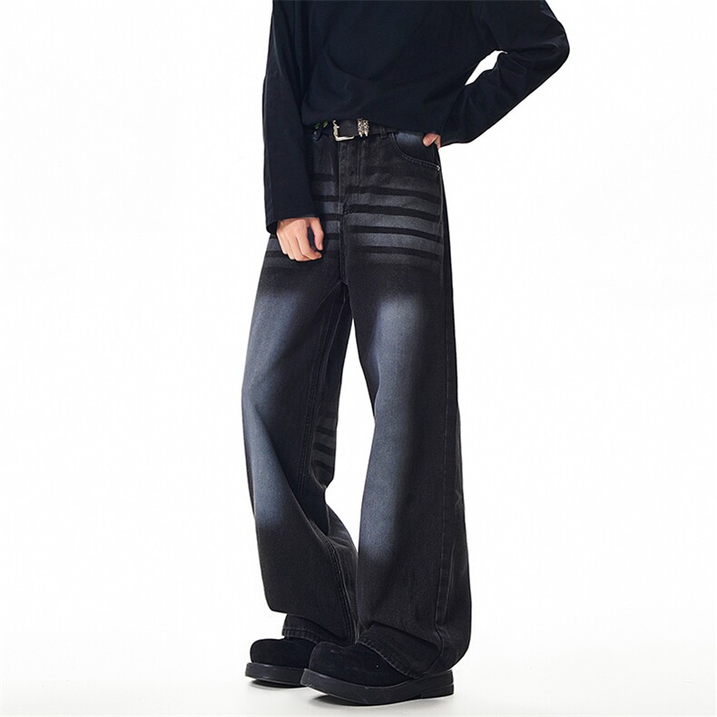 B221美式ins高街暗黑重工艺宽松直筒牛仔裤LK23125-P65控88,男装牛仔裤,电商B221