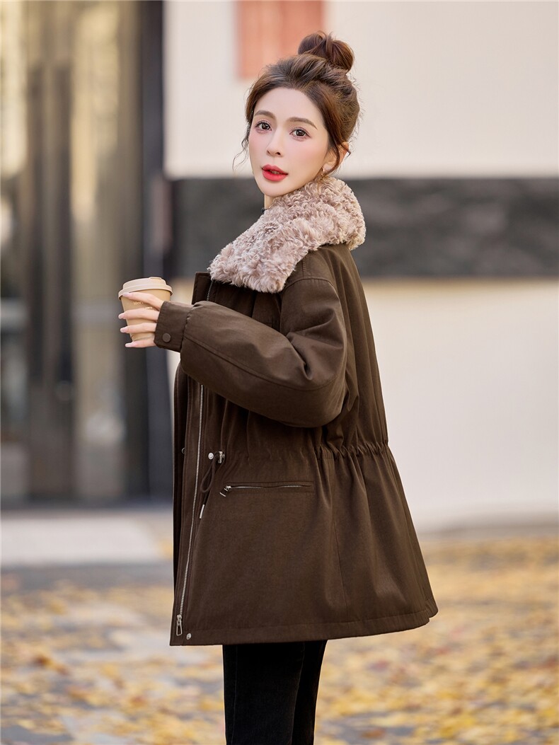 现货2025年冬季新款时尚羊羔毛羽绒服,女装羽绒服,悦祺