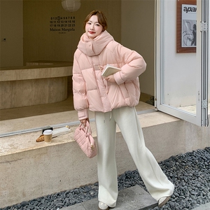 粉色超好看泡芙短款羽绒服女冬季2024新款小个子超轻白鸭绒厚外套图片