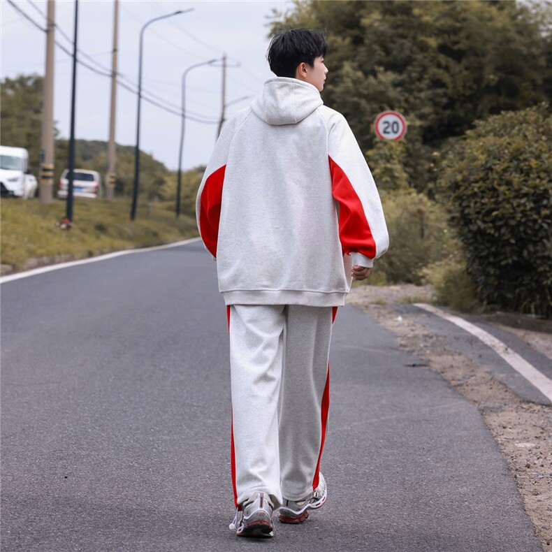重磅华棉连帽卫衣休闲卫裤中性风男女套装TZ234-P105控148,男装休闲套装,电商B370