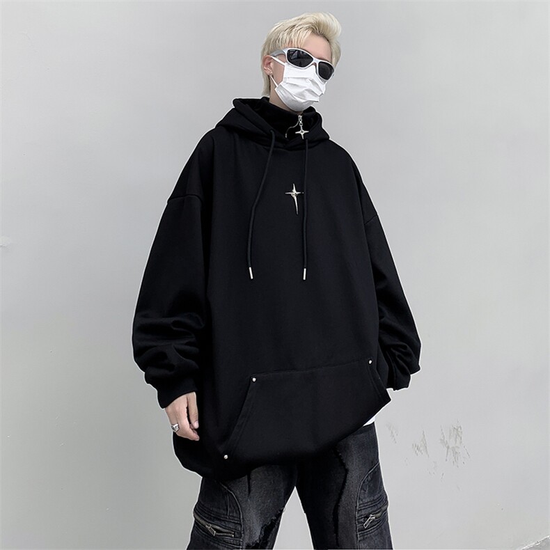 DP5980-P48美式高街十字架卫衣男春秋季宽松机能风穿搭连帽外套,女装短外套,电商C233