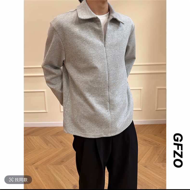 2026年春季新款百搭美式拉链长袖T恤男拼接假两件卫衣C26009-TP42,男装T恤,电商C213(原B265)