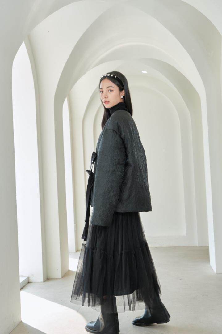 现货系带无领羽绒，，其它，UDF