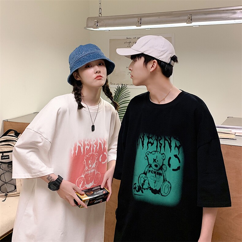DX50 P35港风短袖青少年百搭情侣高街潮流宽松T恤上衣图片