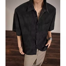 水洗扎染花衬衫男短袖高级感英伦风痞帅上衣夏季薄款宽松沙滩衬衣，男装衬衫，星座516A