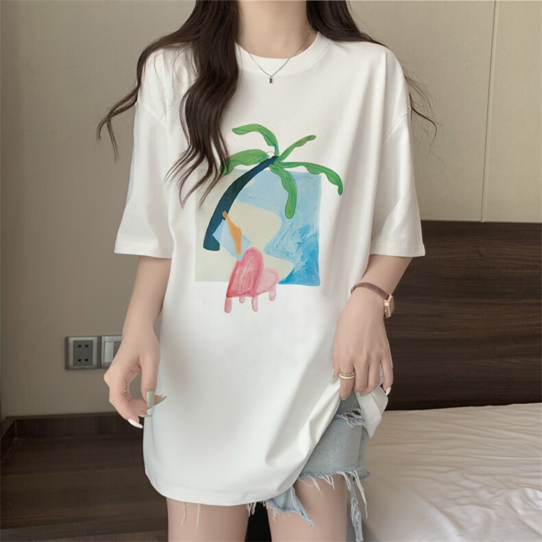 T0663-P25小清新椰树沙滩夏日专享纯棉印花短袖宽松大码百搭上衣,男装T恤,星座617A-2