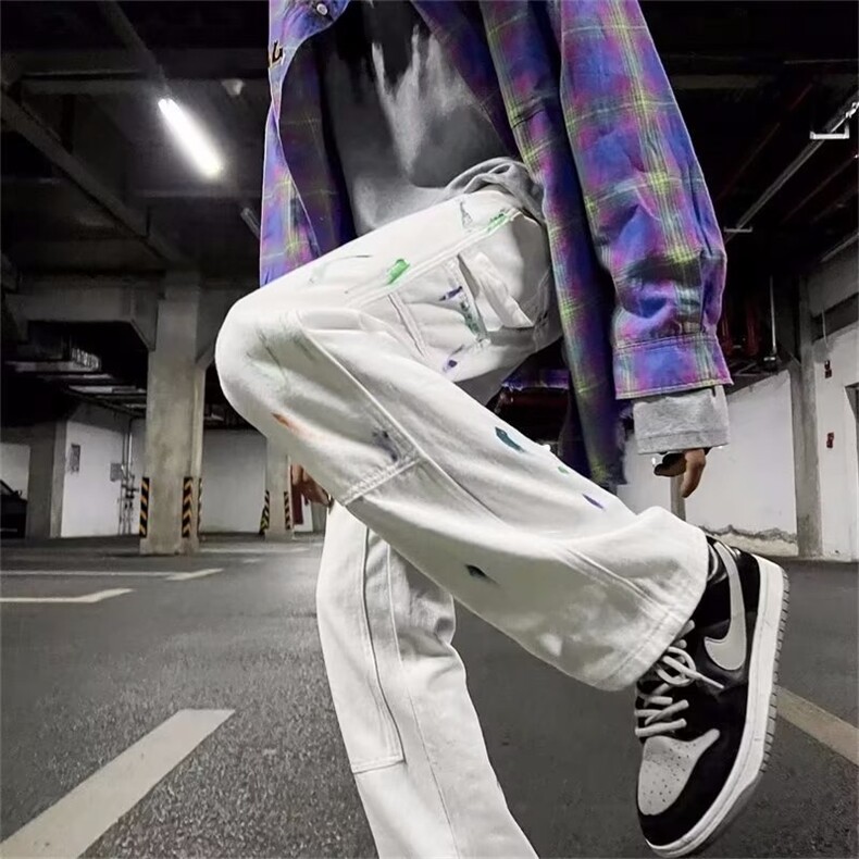 男港风宽松直筒水洗扎染牛仔长裤NK111-P45,男装休闲裤,星座1109-3