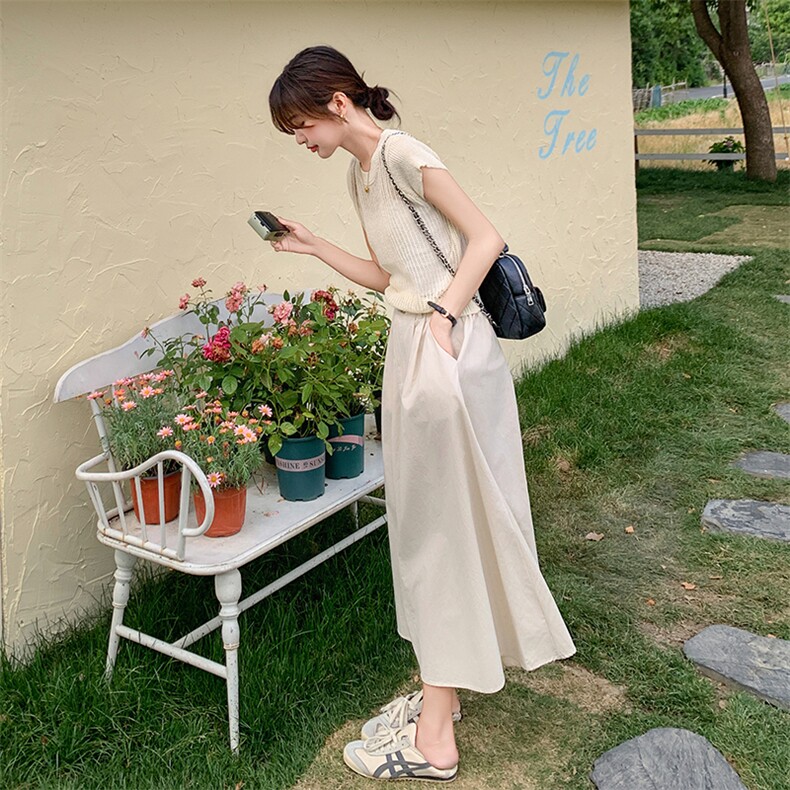 优雅知性女神范米白色上衣半身裙女夏季2025新款干练气质女装套装图片